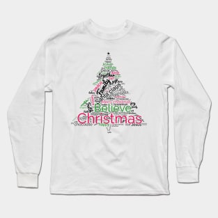 Christmas tree word cloud design Long Sleeve T-Shirt